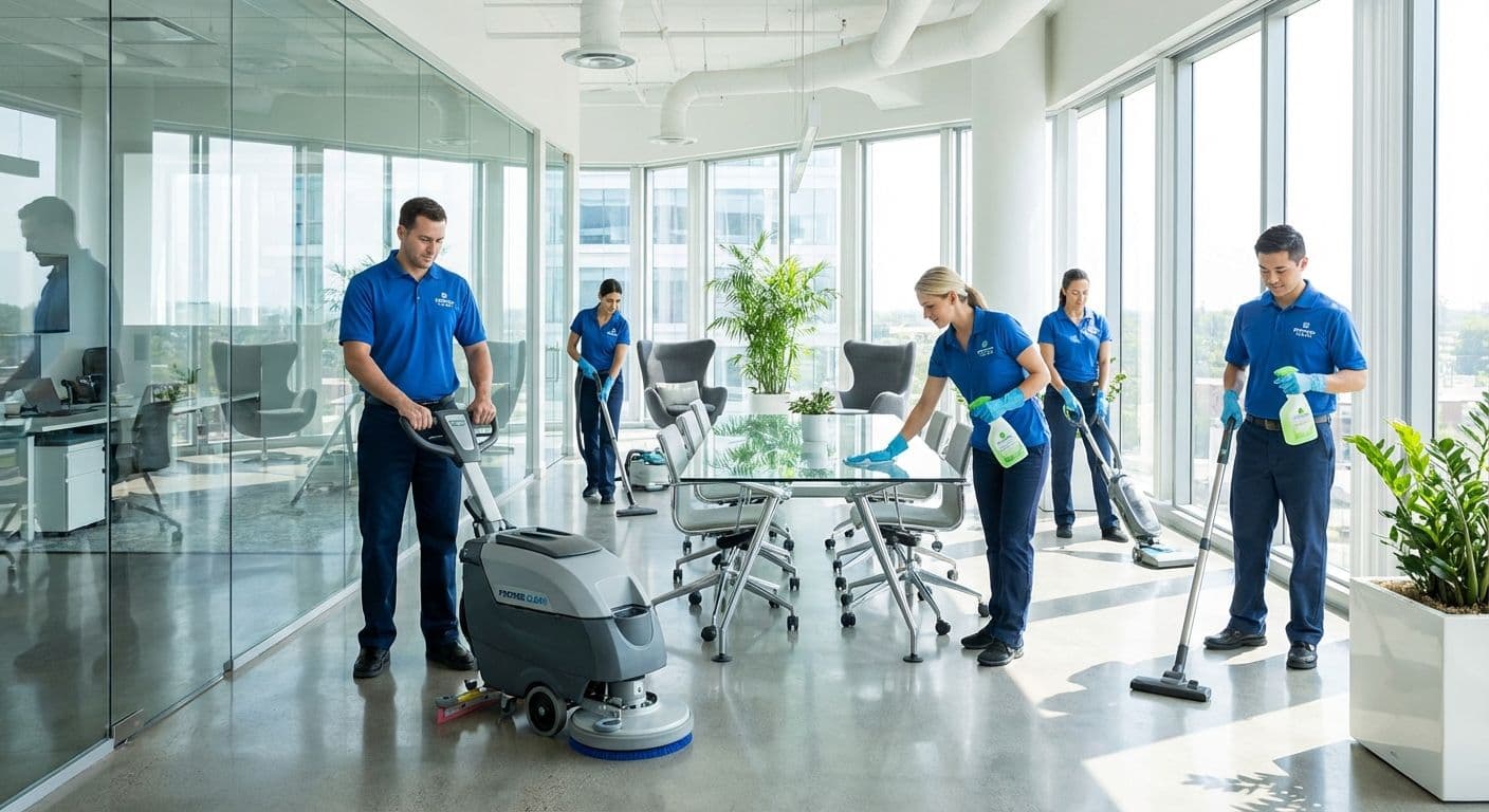 Cleaning team at work