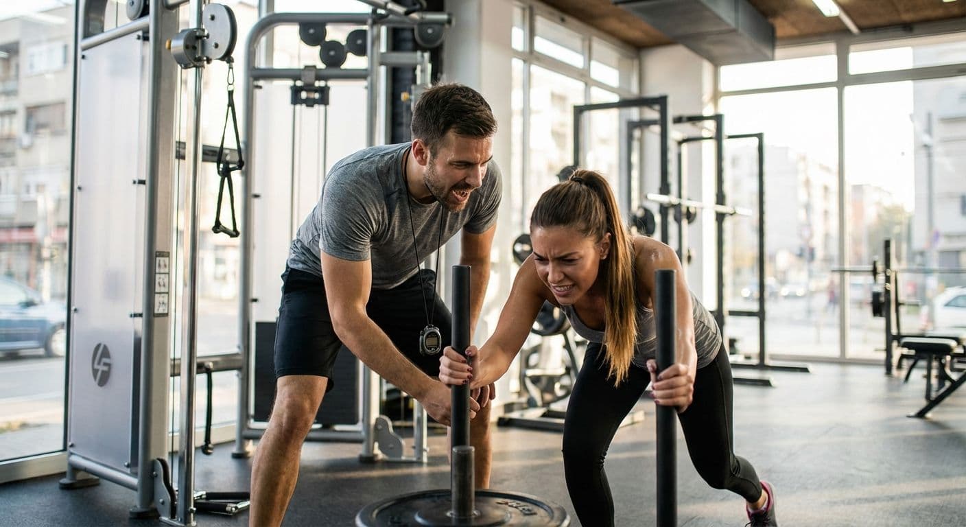Personal trainer with client