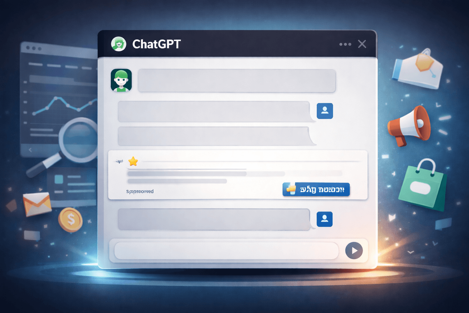 ChatGPT interface showing AI-generated answers with sponsored recommendations