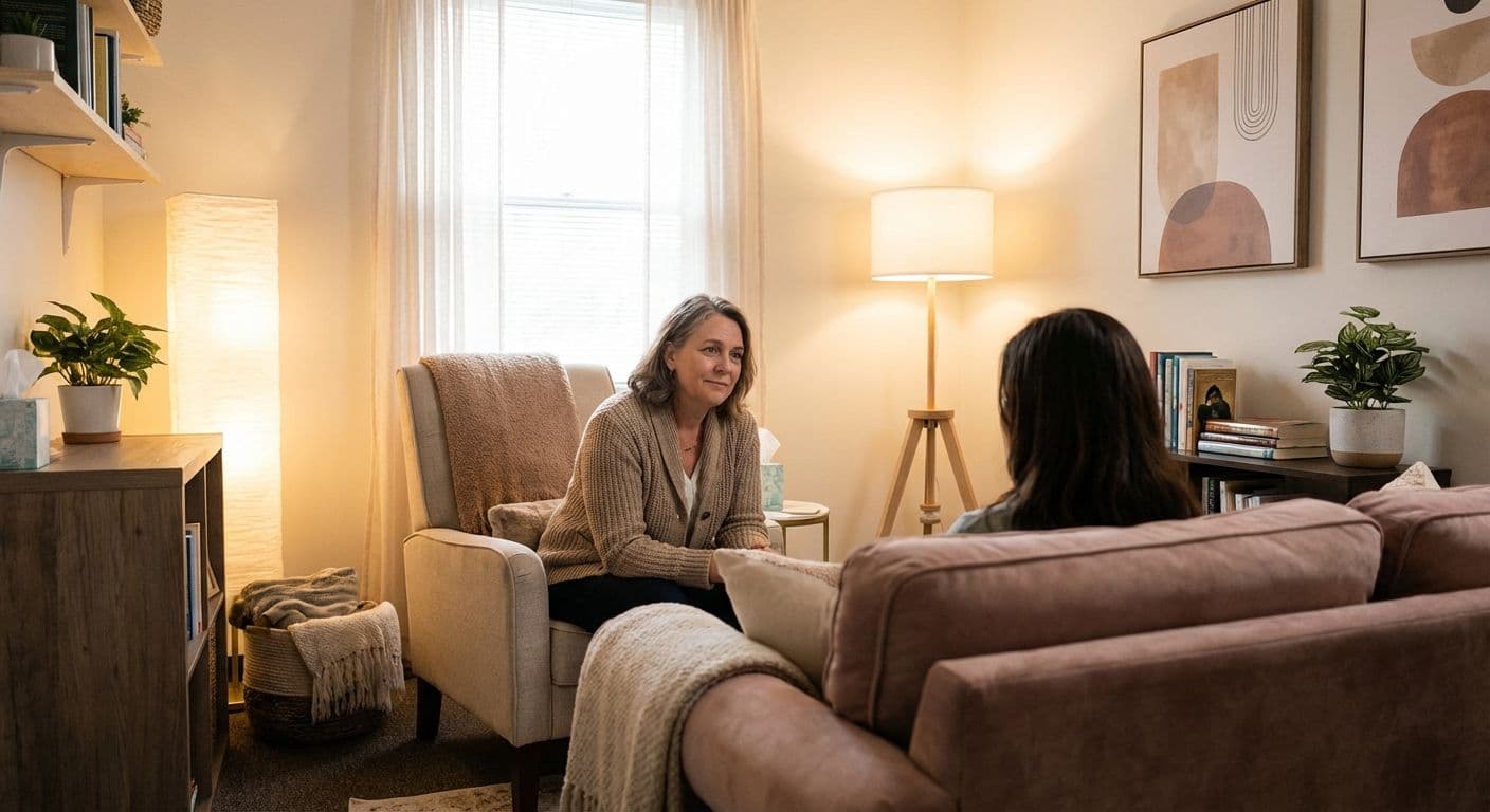 Therapist listening to client