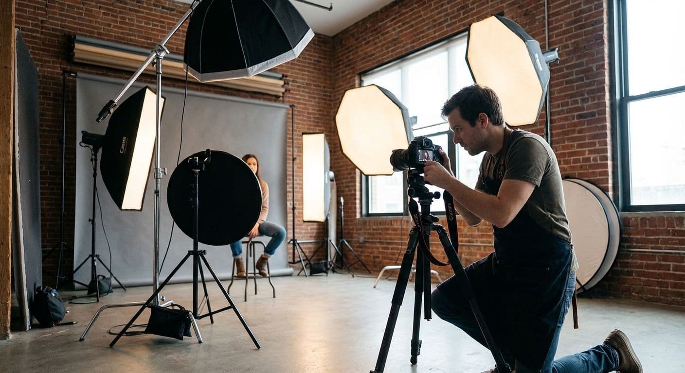 Photographer in studio